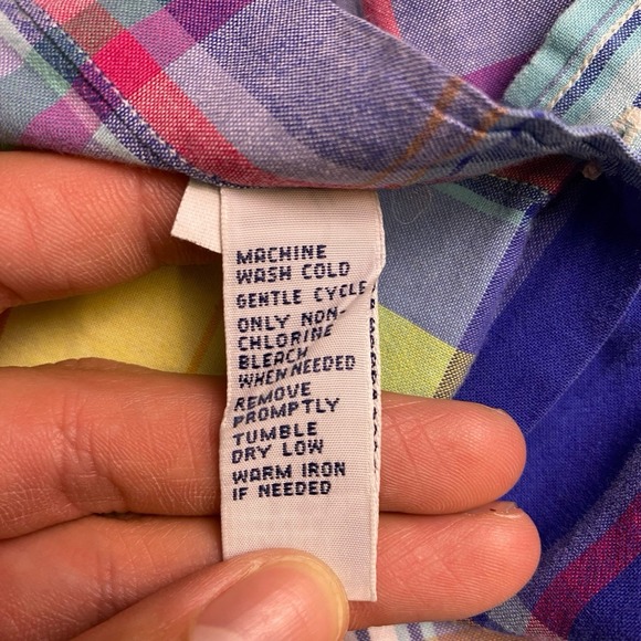 Ralph Lauren Shirt M Mens S/S Button Down Custom Madras Multicolor Plaid GUC - Picture 9 of 9